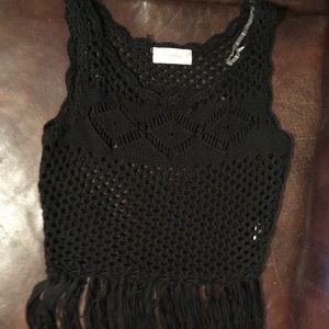 Black crochet tank top